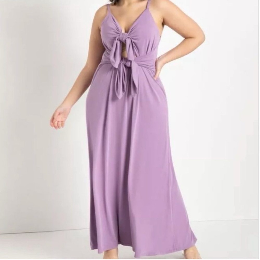 Eloquii Purple Tie Front Maxi Dress